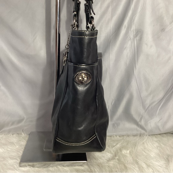 Coach Leather Soho Pleated Gallery Lg Black Tote Bag F14673 Shoulder - Picture 5 of 12